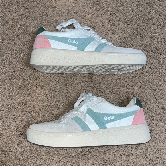 Gola Grandslam Trident White Green Mist Evergreen Pink Trainer 7.5 - Picture 2 of 6